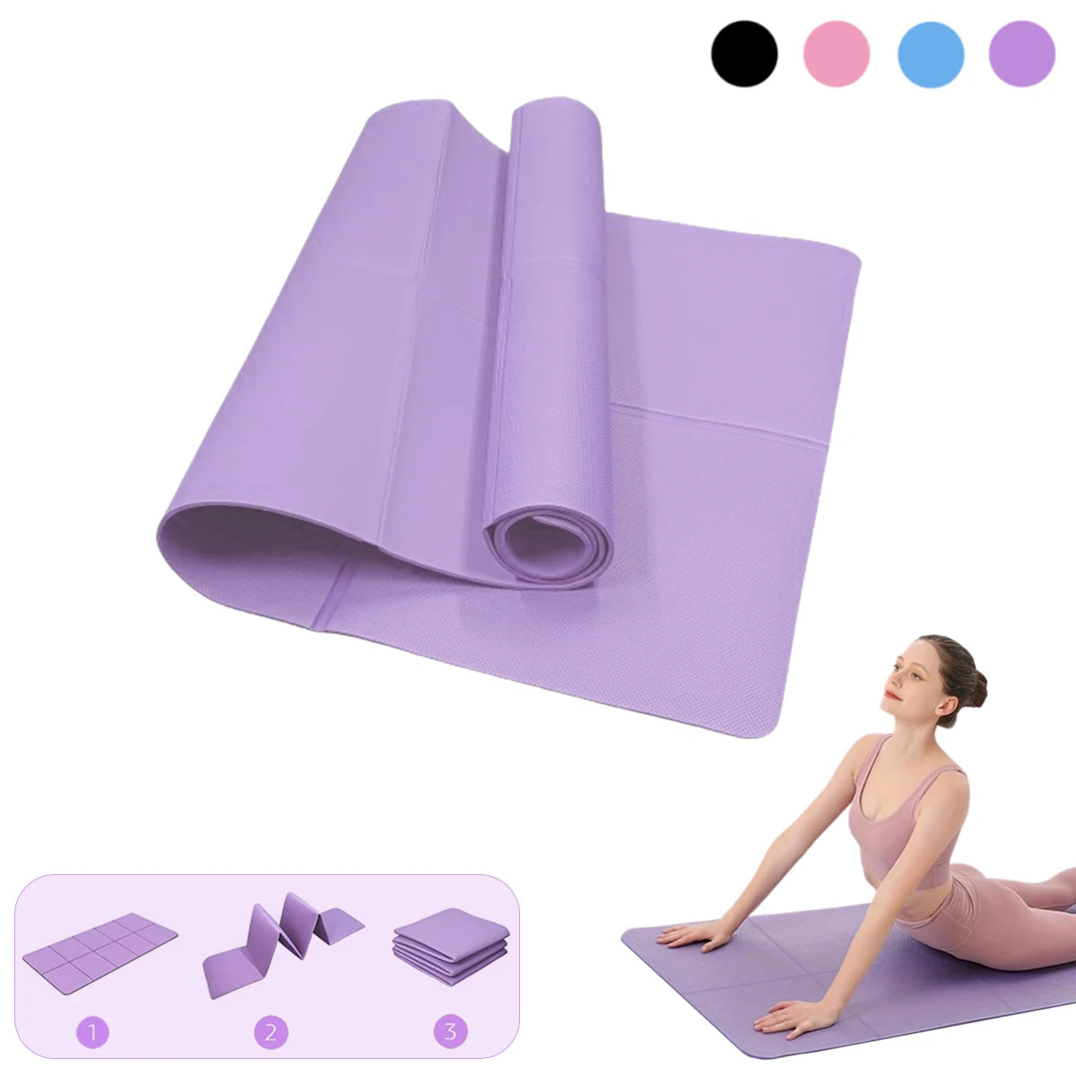 Foldable Yoga Mat Eco Friendly EVA Folding Travel Fitness Exercise Mat 3mm/4mm/6mm Thicknesses for Yoga Pilates & Floor Workouts