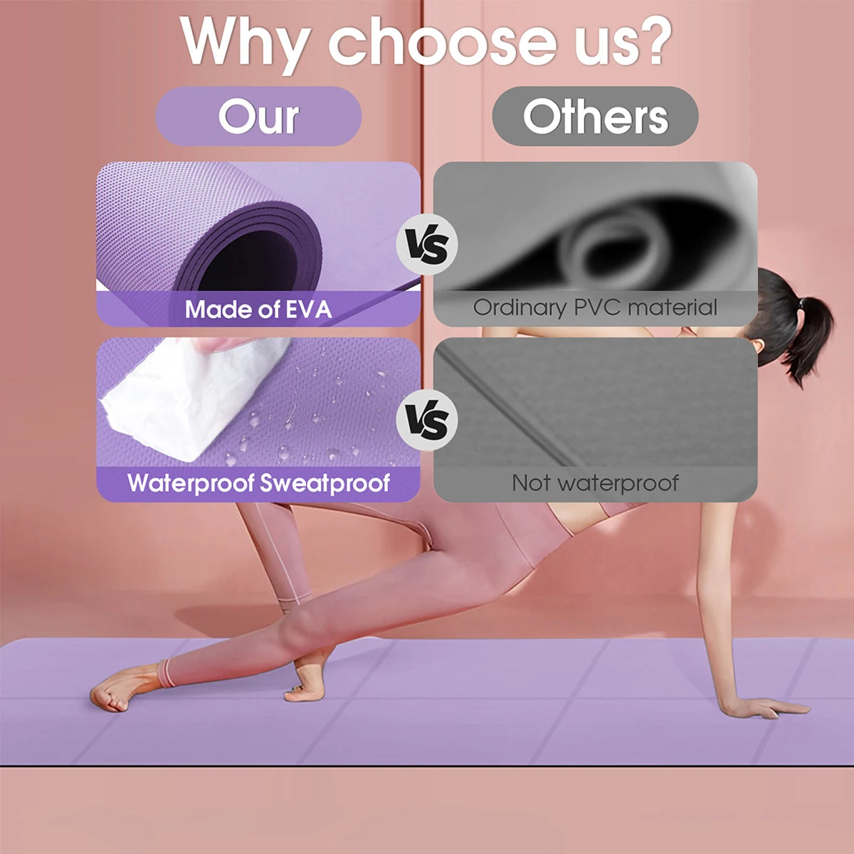 Foldable Yoga Mat Eco Friendly EVA Folding Travel Fitness Exercise Mat 3mm/4mm/6mm Thicknesses for Yoga Pilates & Floor Workouts