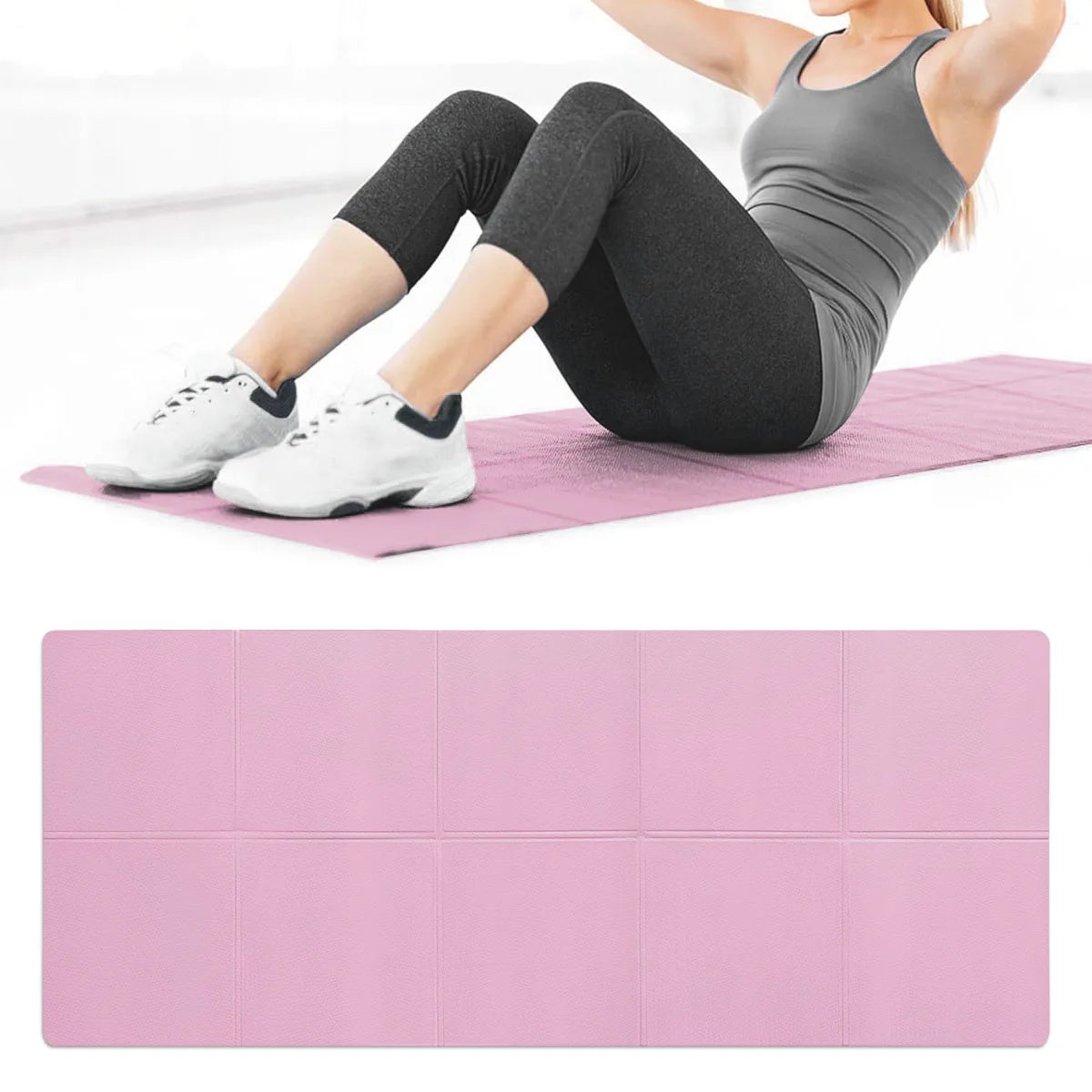 Foldable Yoga Mat Pink Eco Friendly EVA Folding Travel Fitness Exercise Mat 3/4/6mm Thicknesses for Yoga Floor Workouts