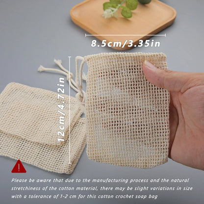 Natural Cotton Soap Saver Bag, 3 Pieces Eco-friendly Handmade lathering Cotton Mesh Soap Pouch For Body Cleansing Skincare