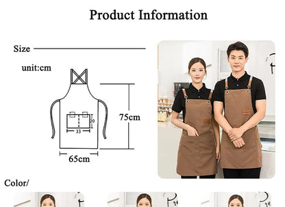 Waterproof Kitchen Apron Perfessional Kitchen Apron Restaurant Shop Waiter Work Uniform Women/Men With Pockets Cleaning Pinafore