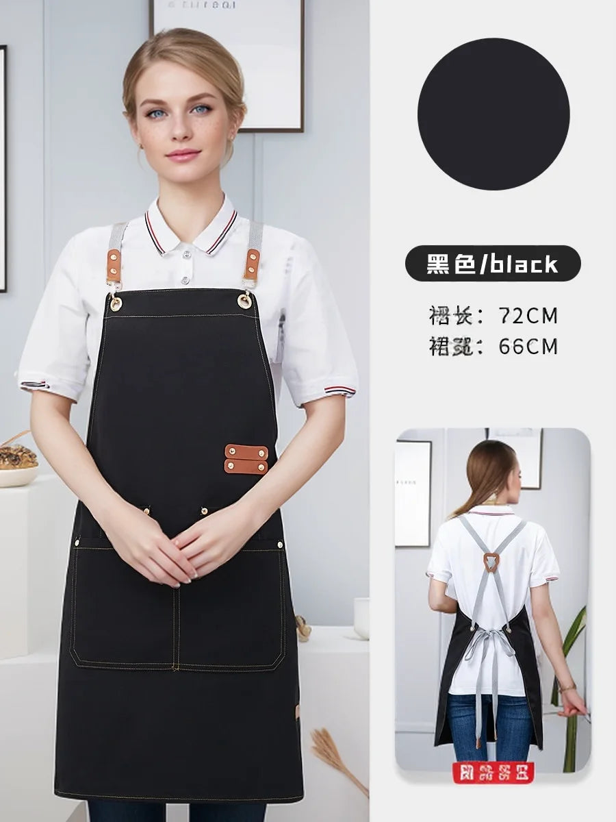 Waterproof Kitchen Apron Perfessional Kitchen Apron Restaurant Shop Waiter Work Uniform Women/Men With Pockets Cleaning Pinafore