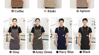 Waterproof Kitchen Apron Perfessional Kitchen Apron Restaurant Shop Waiter Work Uniform Women/Men With Pockets Cleaning Pinafore